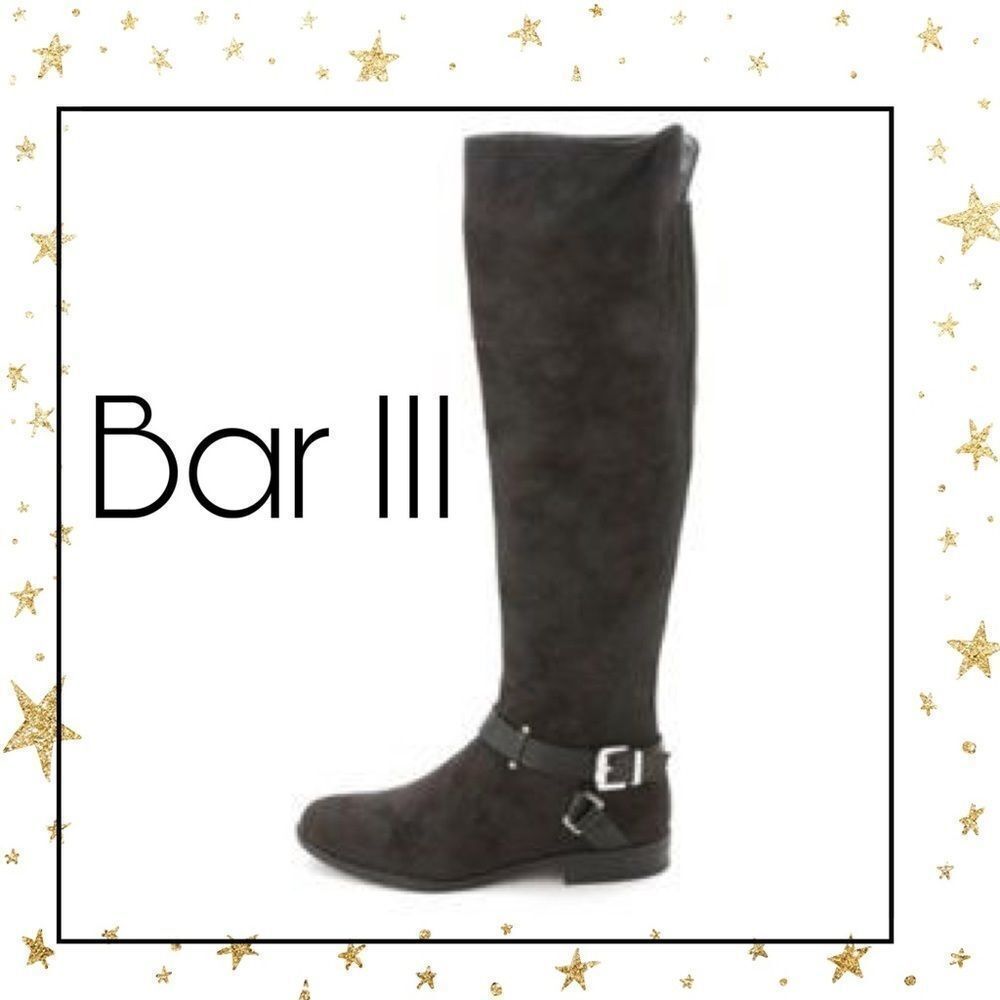 New! Bar III "Dolly" Black Tall Wide Calf Boots 7